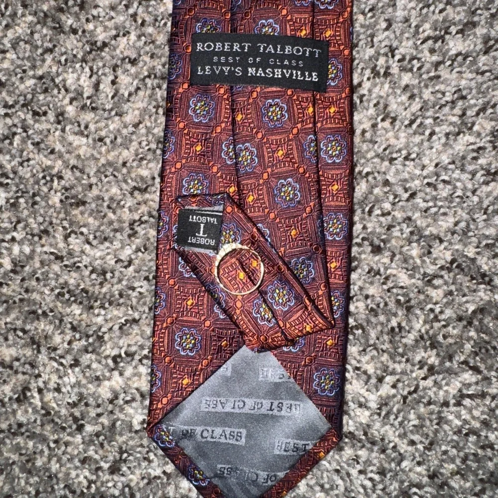 Robert Talbott Best of Class Silk Tie Burgundy Blue Geometric‎ Medallion USA
